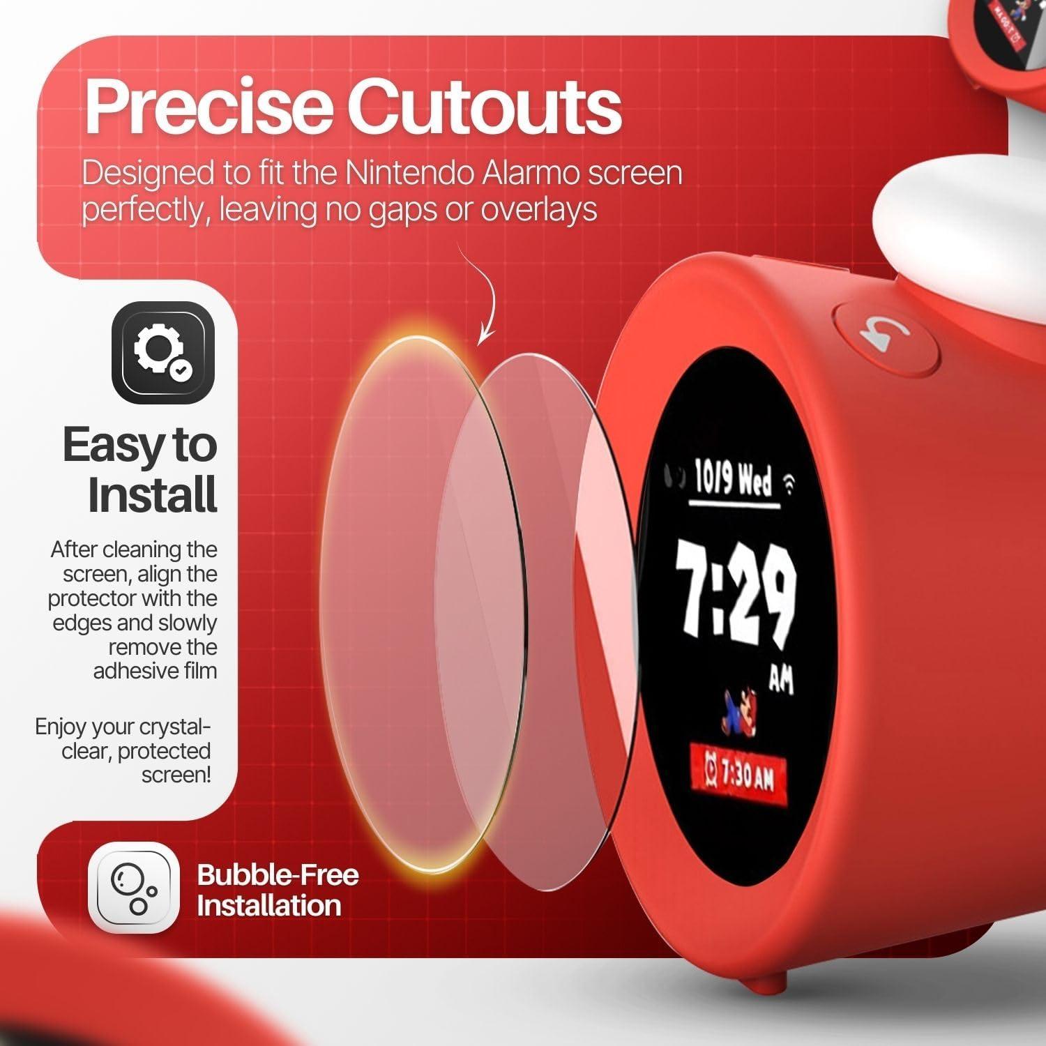 Protector de Pantalla TNP para Reloj Despertador Nintendo Alarmo - Vidrio Templado HD 9H, Paquete de 2