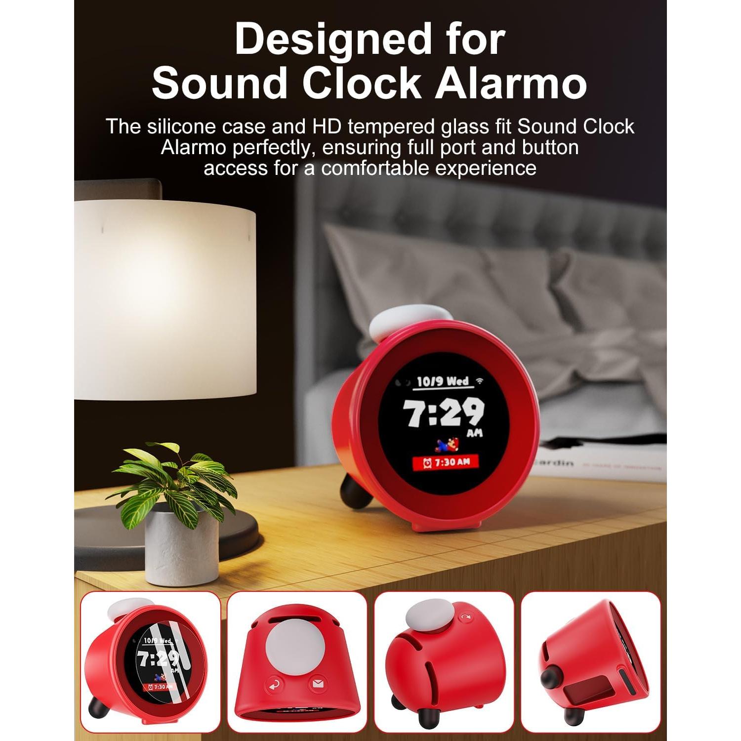 Funda de Silicona y 2 Protectores de Vidrio para Nintendo Alarmo