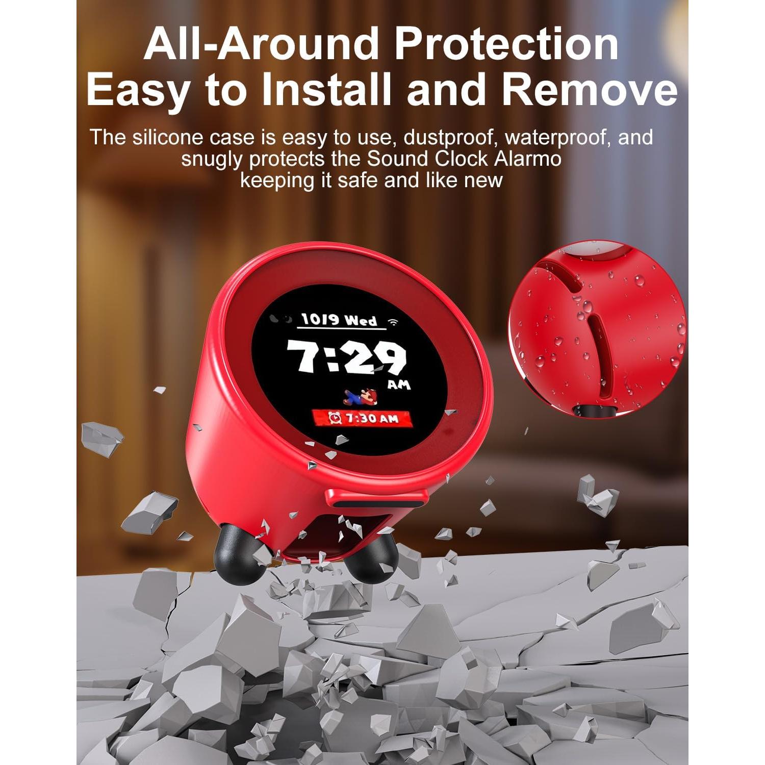 Funda de Silicona y 2 Protectores de Vidrio para Nintendo Alarmo