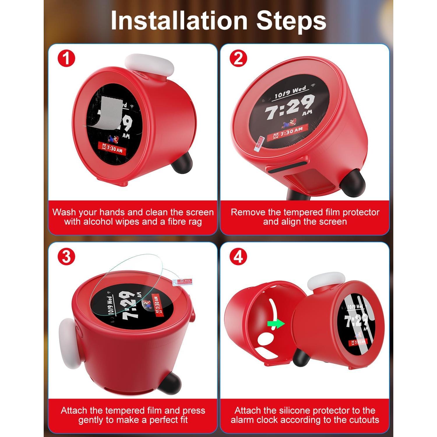 Funda de Silicona y 2 Protectores de Vidrio para Nintendo Alarmo