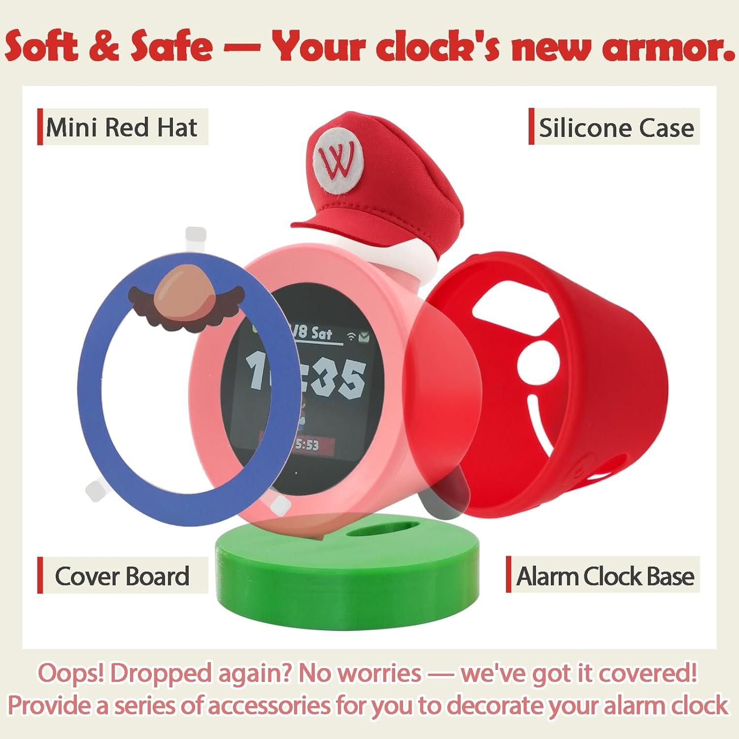 Soporte de Madera para Nintendo Alarmo con Funda Roja