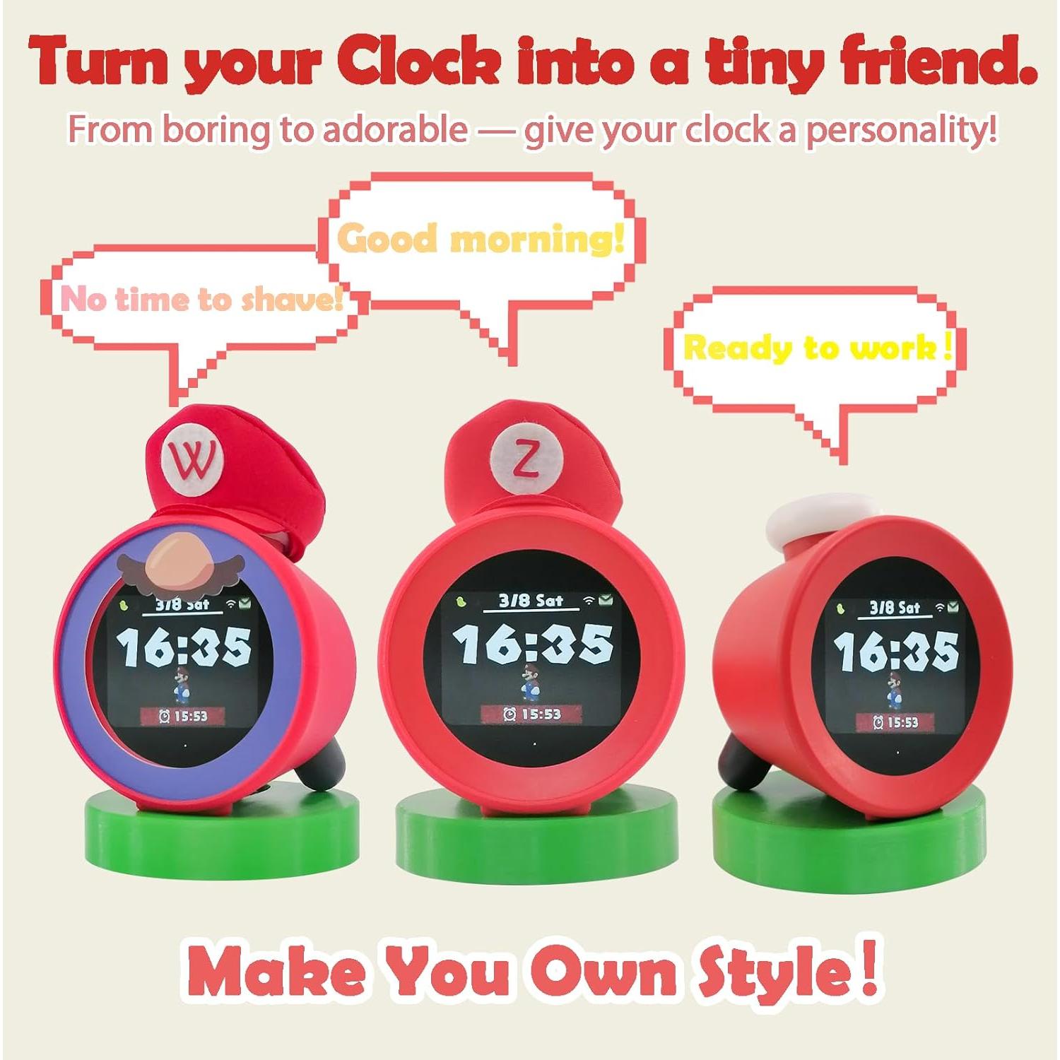 Soporte de Madera para Nintendo Alarmo con Funda Roja