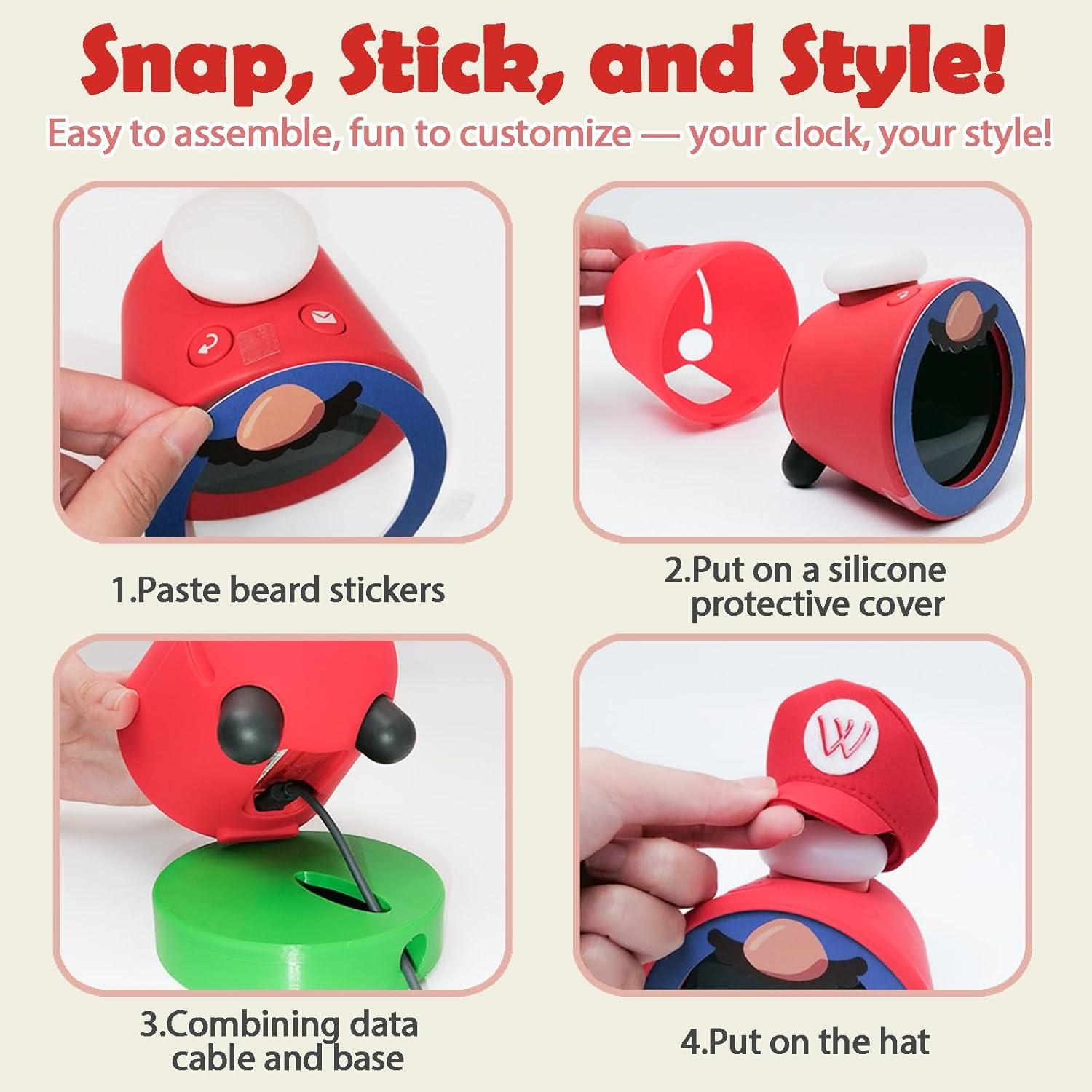 Soporte de Madera para Nintendo Alarmo con Funda Roja