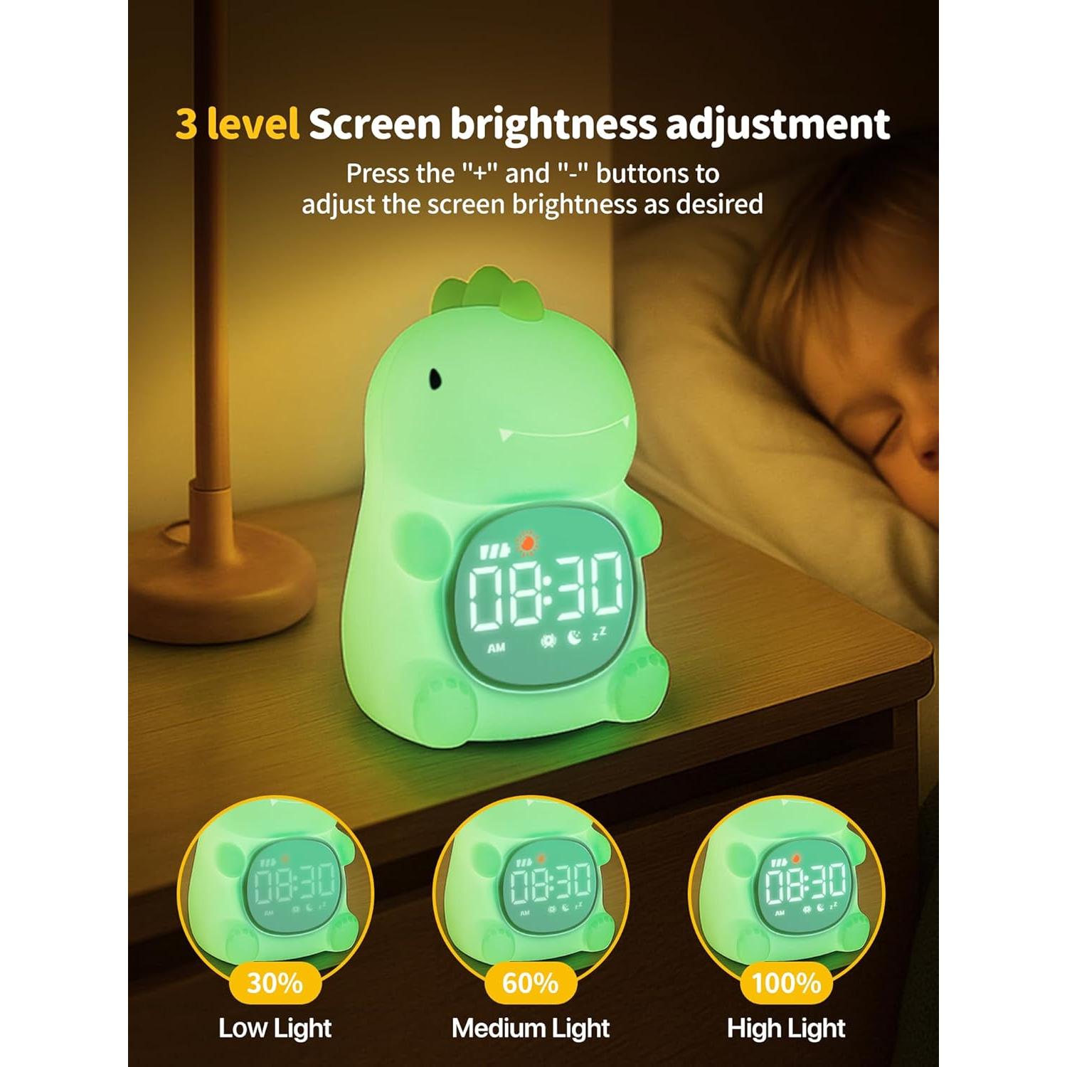 Reloj Despertador MASHI Dinosaurio con Luz y Sonidos