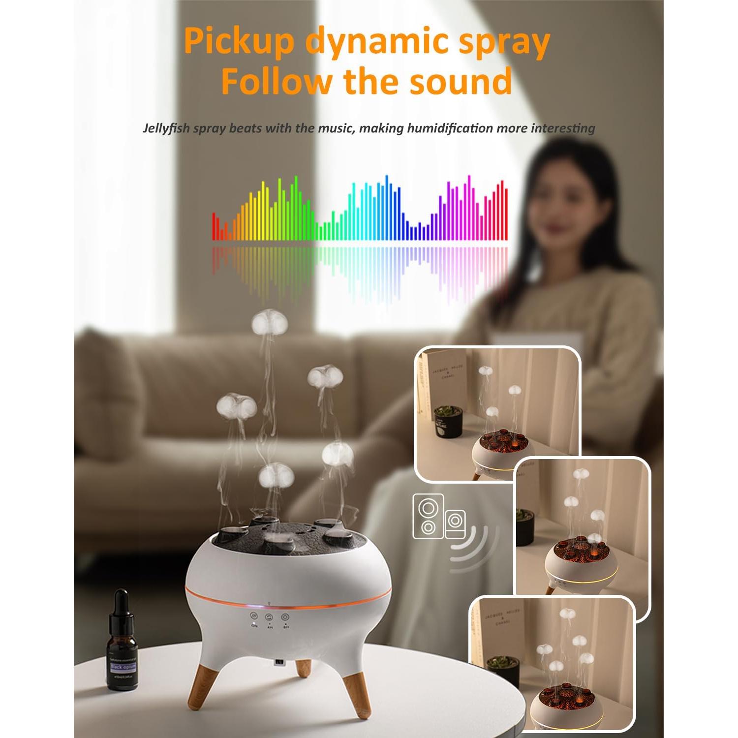 Difusor de Medusas Piosarafiem 250ml con Control Remoto y Luz LED