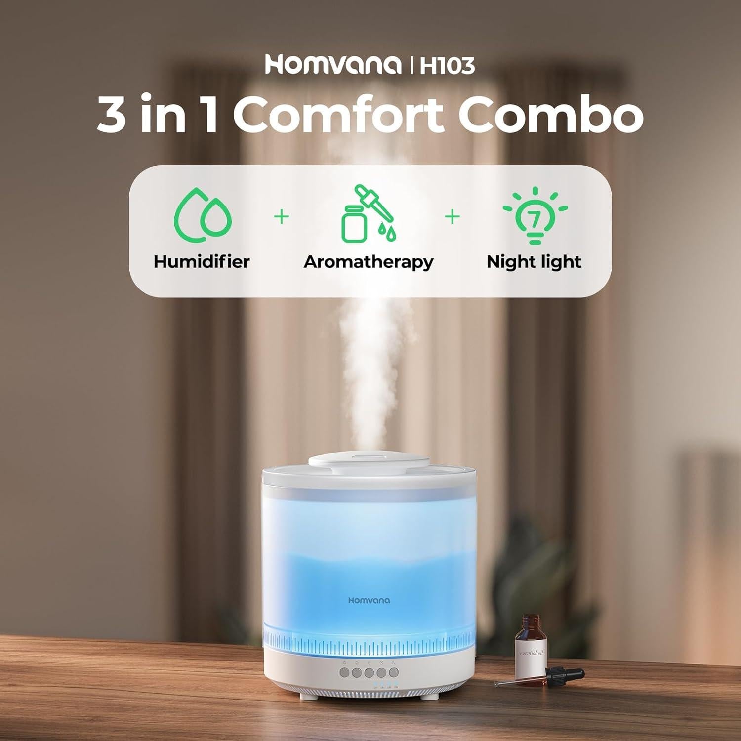Humidificadores Homvana 1.8L - 2 Paquetes para Dormitorio