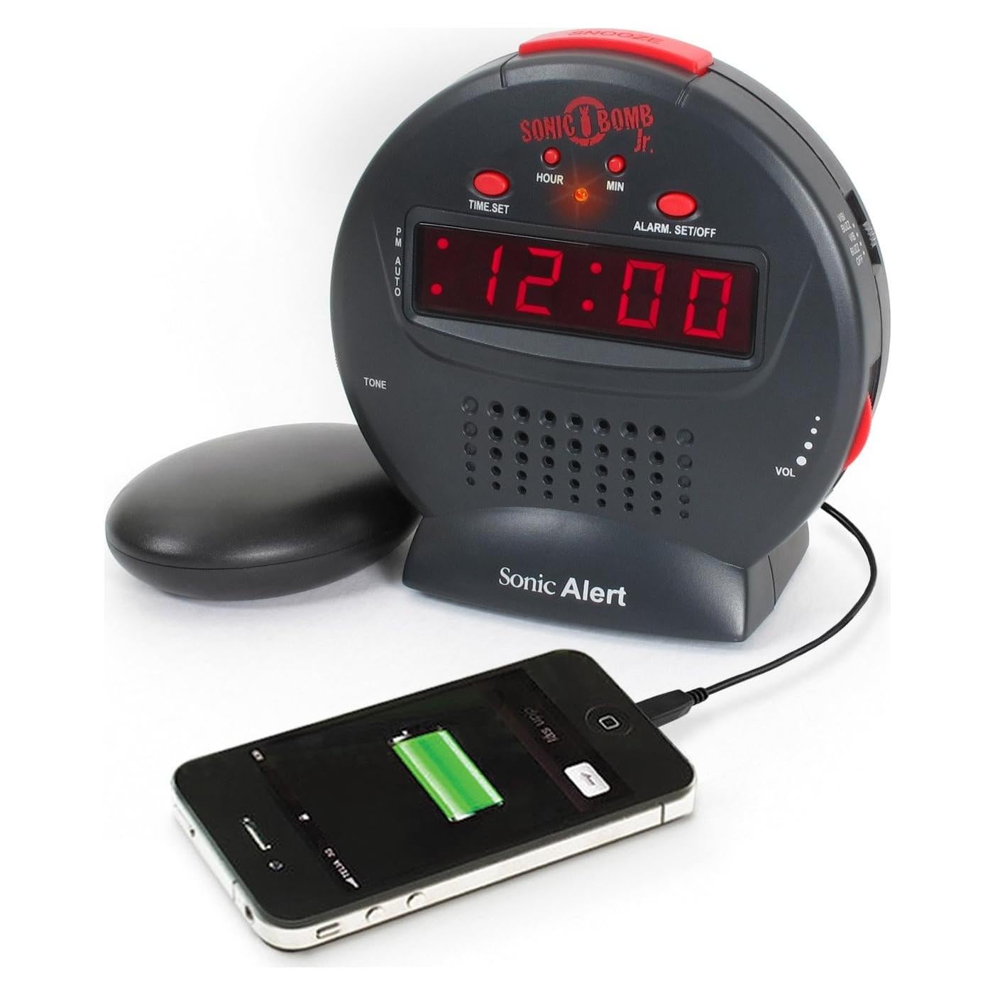 Reloj Despertador Digital Sonic Alert SBJ525SS con Snooze