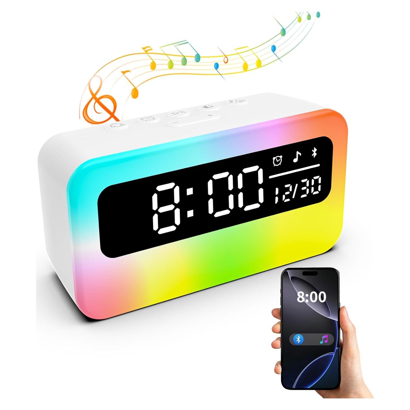 Reloj Despertador Digital Phylosal con Altavoz Bluetooth 4000mAh