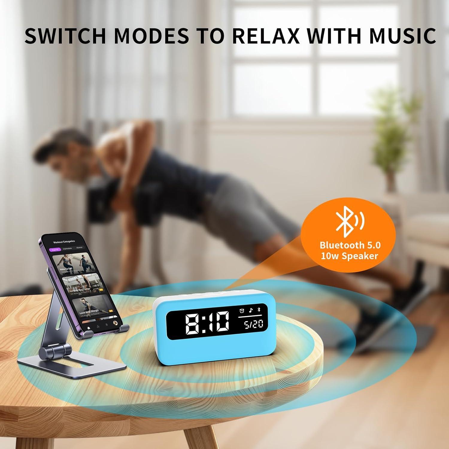 Reloj Despertador Digital Phylosal con Altavoz Bluetooth 4000mAh