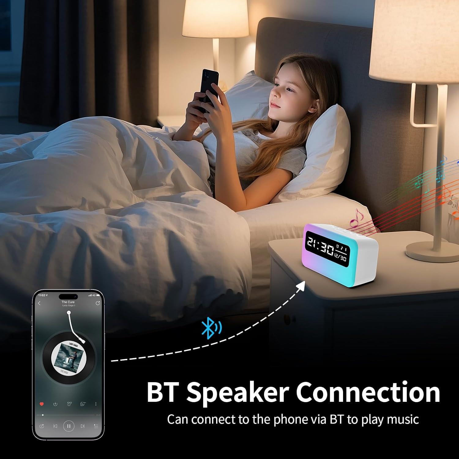 Reloj Despertador Digital Phylosal con Altavoz Bluetooth 4000mAh