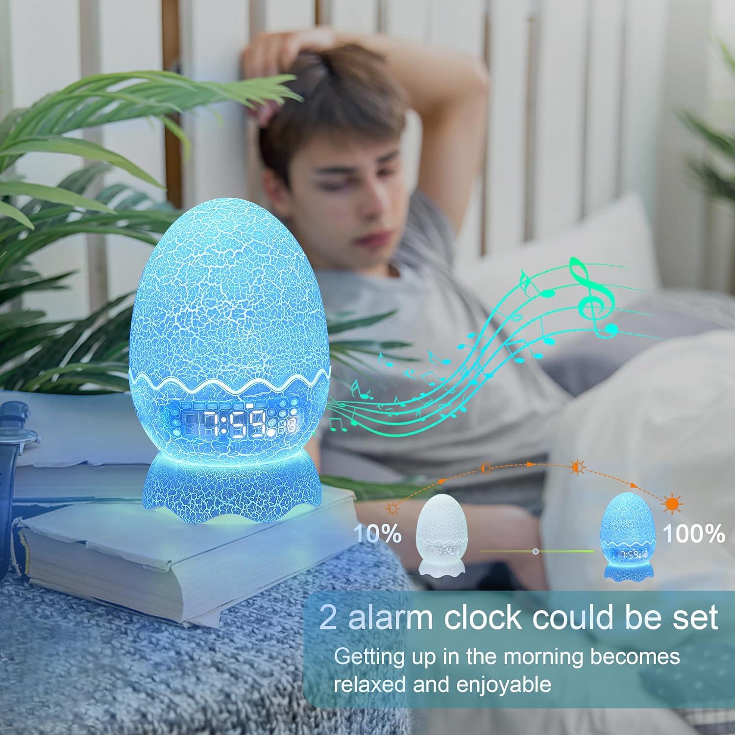 Reloj Despertador Dinosaurio MTDYHY con Luz Nocturna y Bluetooth