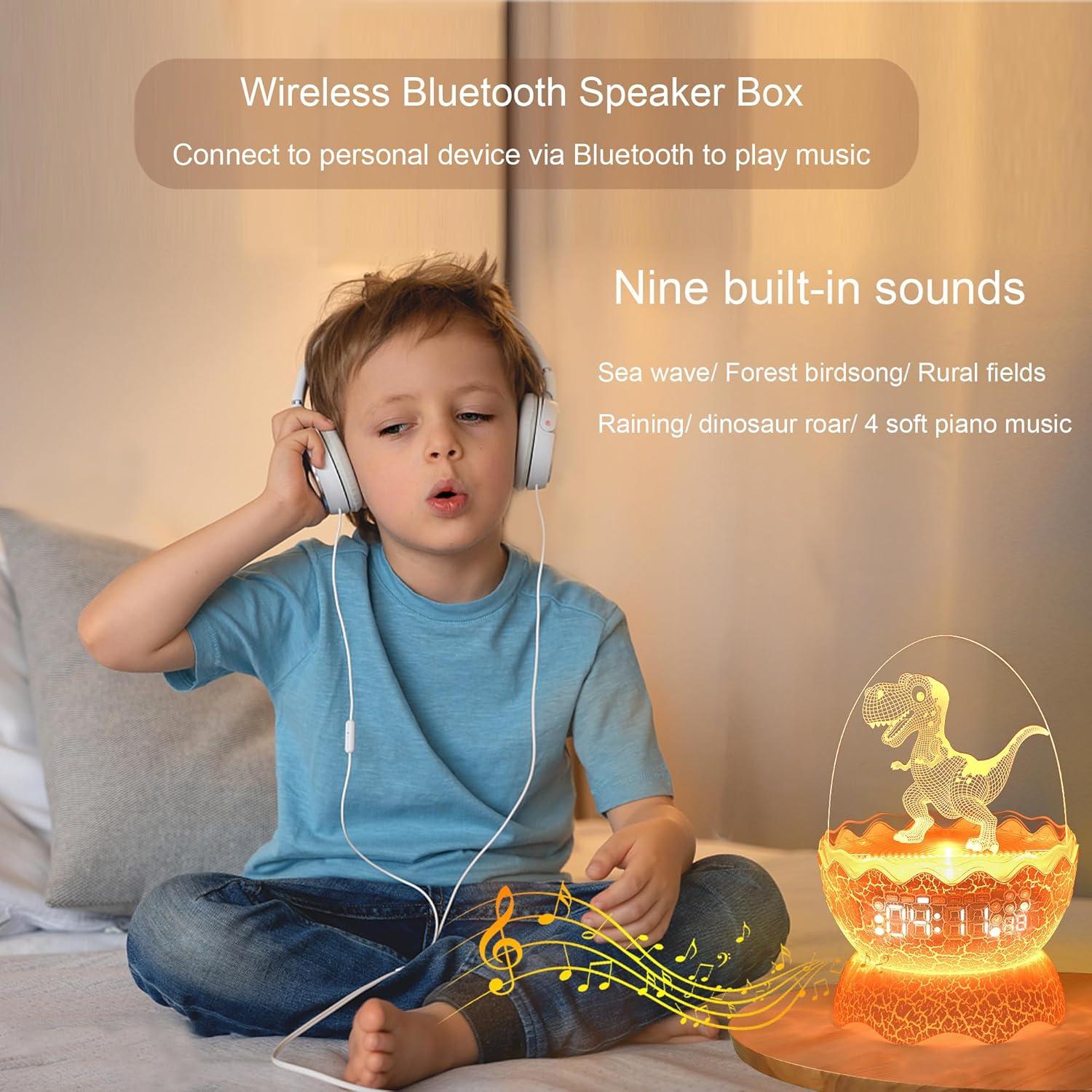 Reloj Despertador Dinosaurio MTDYHY con Luz Nocturna y Bluetooth