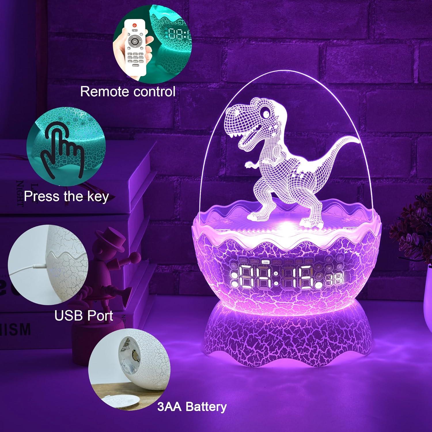 Reloj Despertador Dinosaurio MTDYHY con Luz Nocturna y Bluetooth