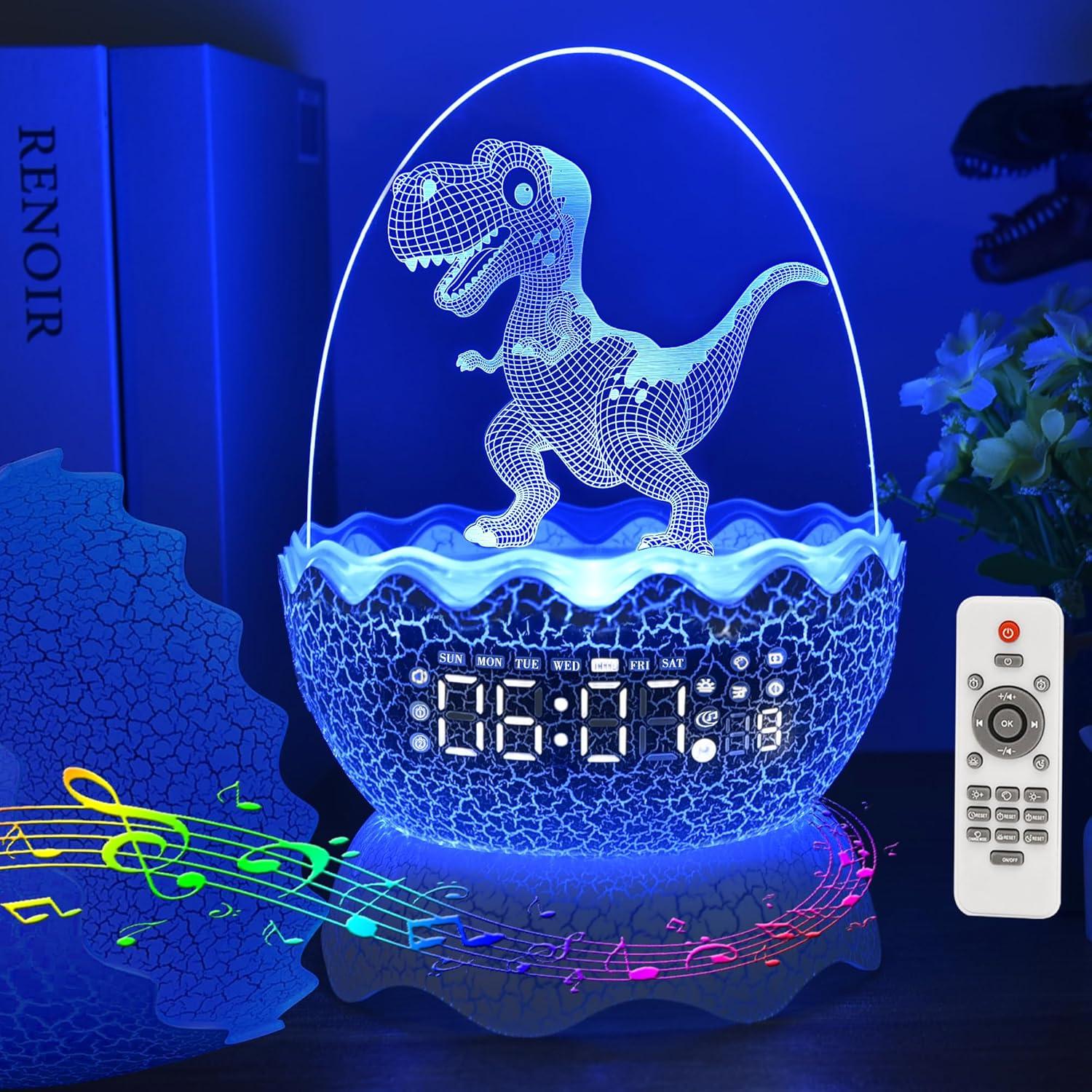 Reloj Despertador Dinosaurio MTDYHY con Luz Nocturna y Bluetooth