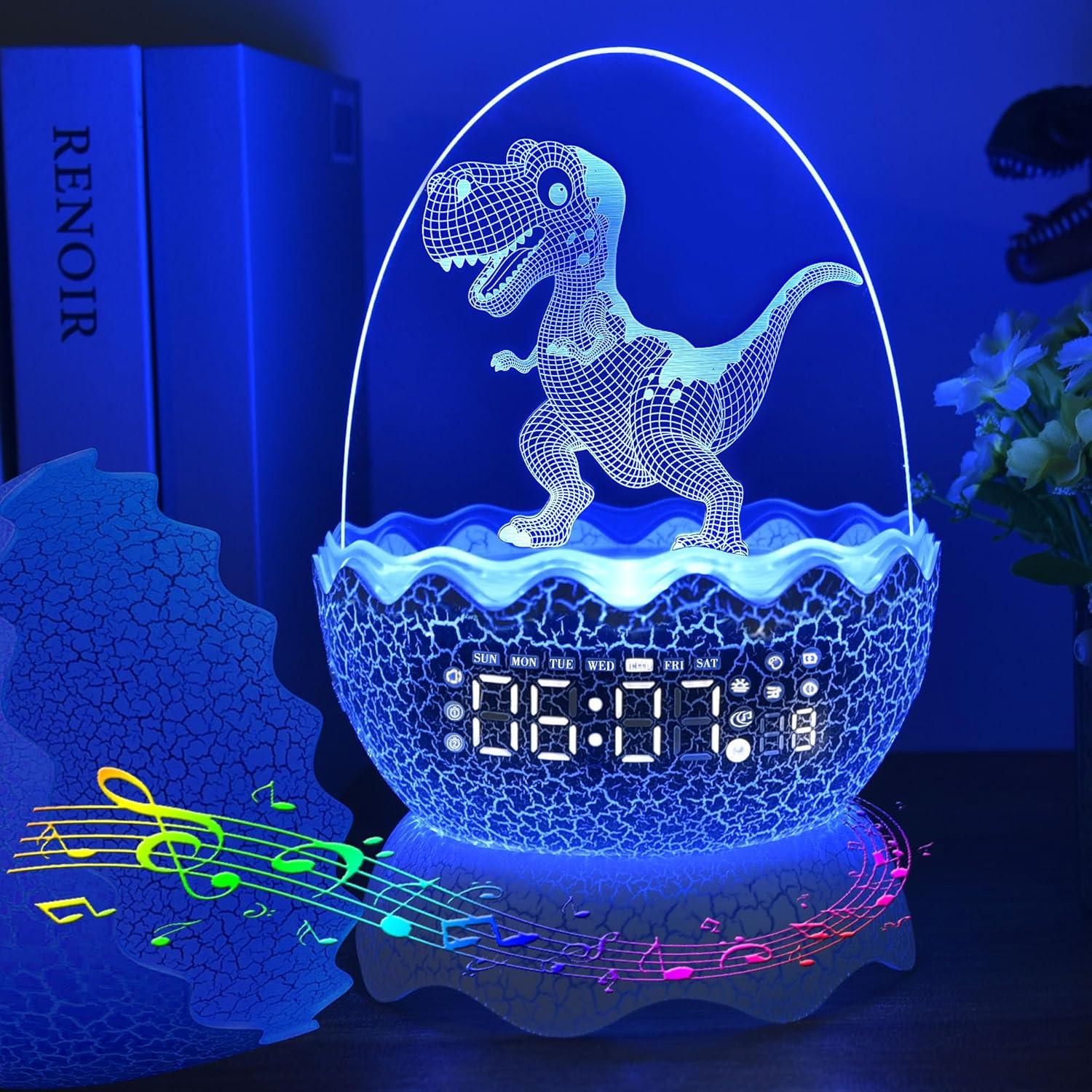 Reloj Despertador Dinosaurio MTDYHY con Luz Nocturna y Bluetooth