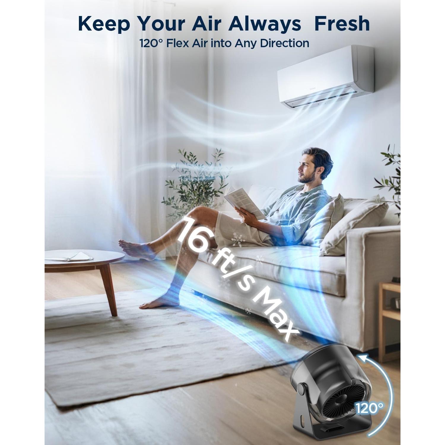 Ventilador de Escritorio EasyAcc F31, Batería 6000mAh, Silencioso