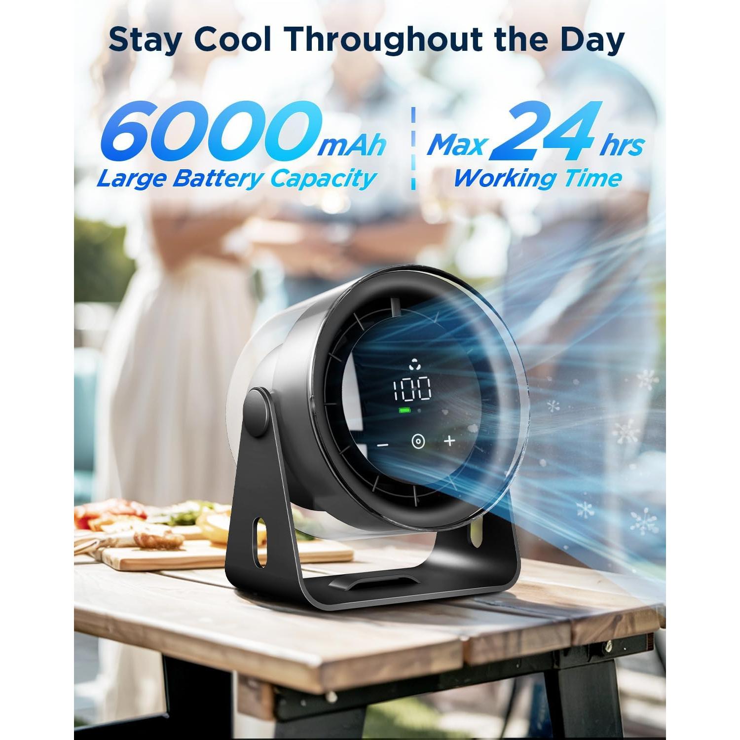 Ventilador de Escritorio EasyAcc F31, Batería 6000mAh, Silencioso