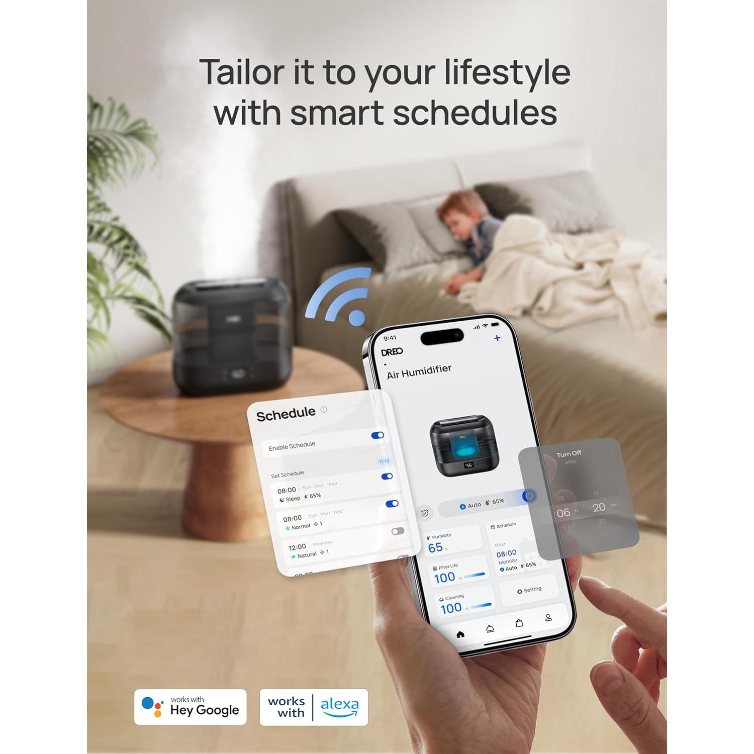 Ventilador de Mesa Dreo + Humidificador 4L Inteligente Plata