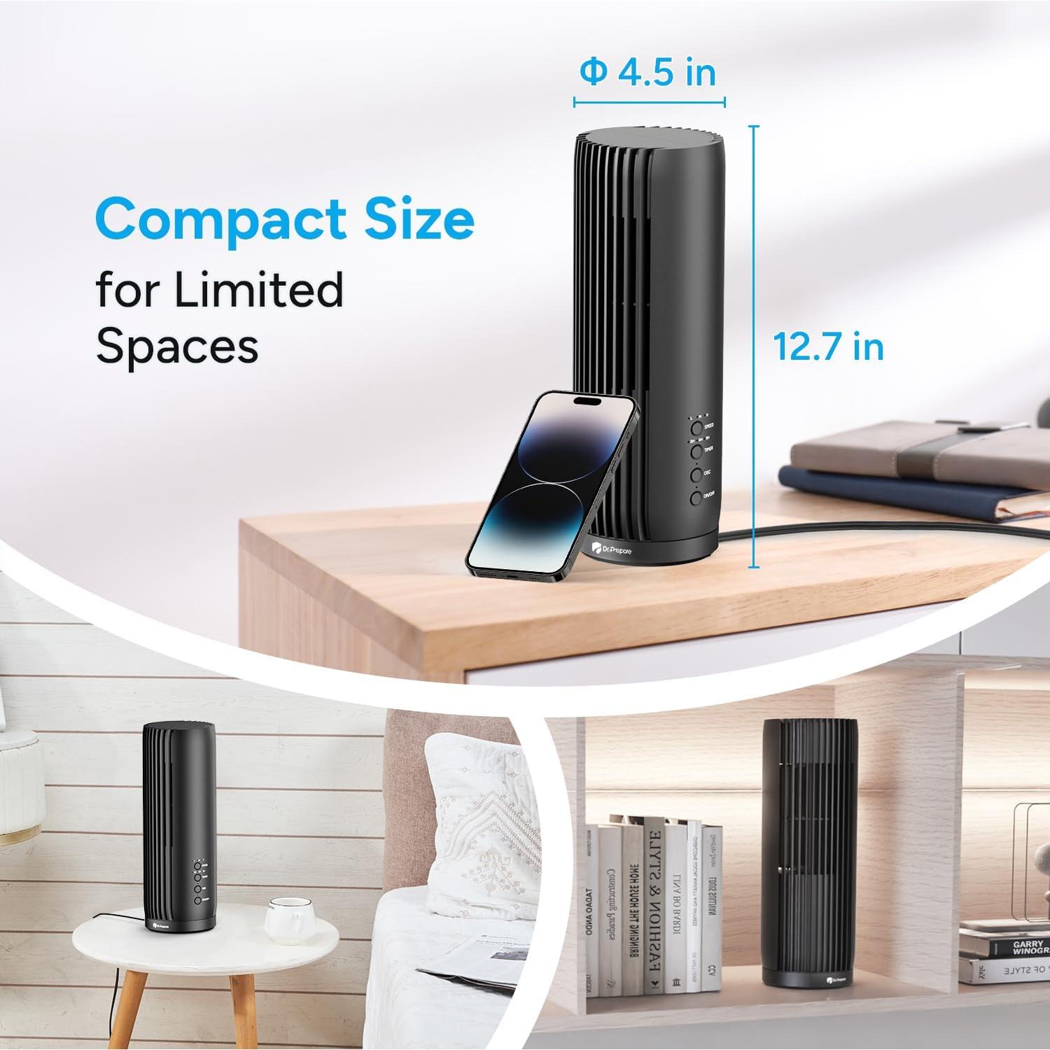 Ventilador de Mesa DR.PREPARE 25W 12.7" Silencioso con Control Remoto