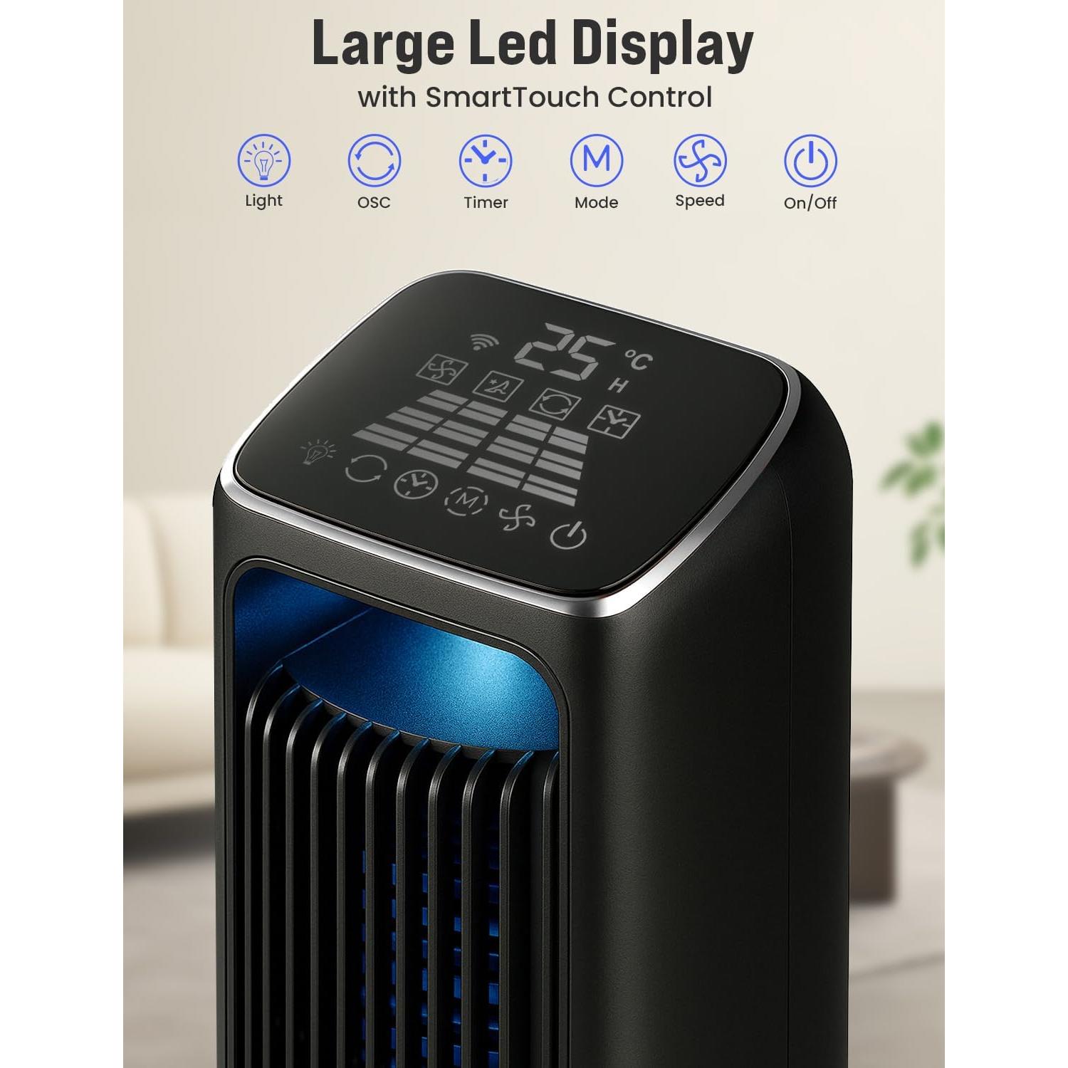 Ventilador Torre Inteligente EcoNour 106.68 cm Oscilante WiFi