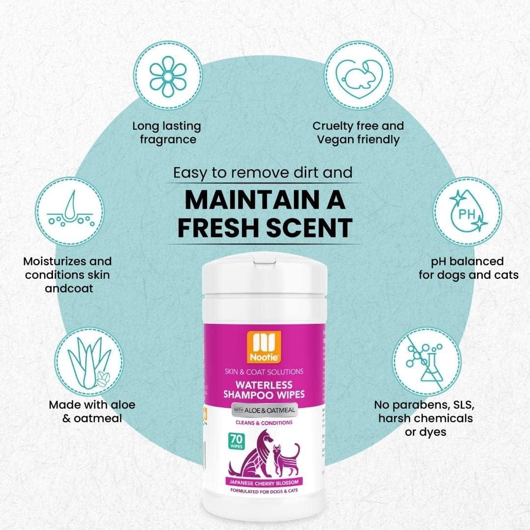 Toallitas de Champú Sin Agua Nootie 70 Unidades - Flor de Cerezo