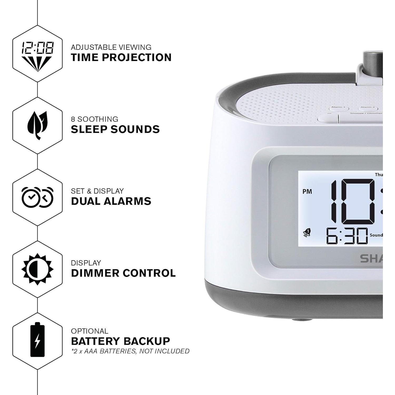 Reloj Despertador Proyector Sharp SPC585BCAMZ con Sonidos Naturales