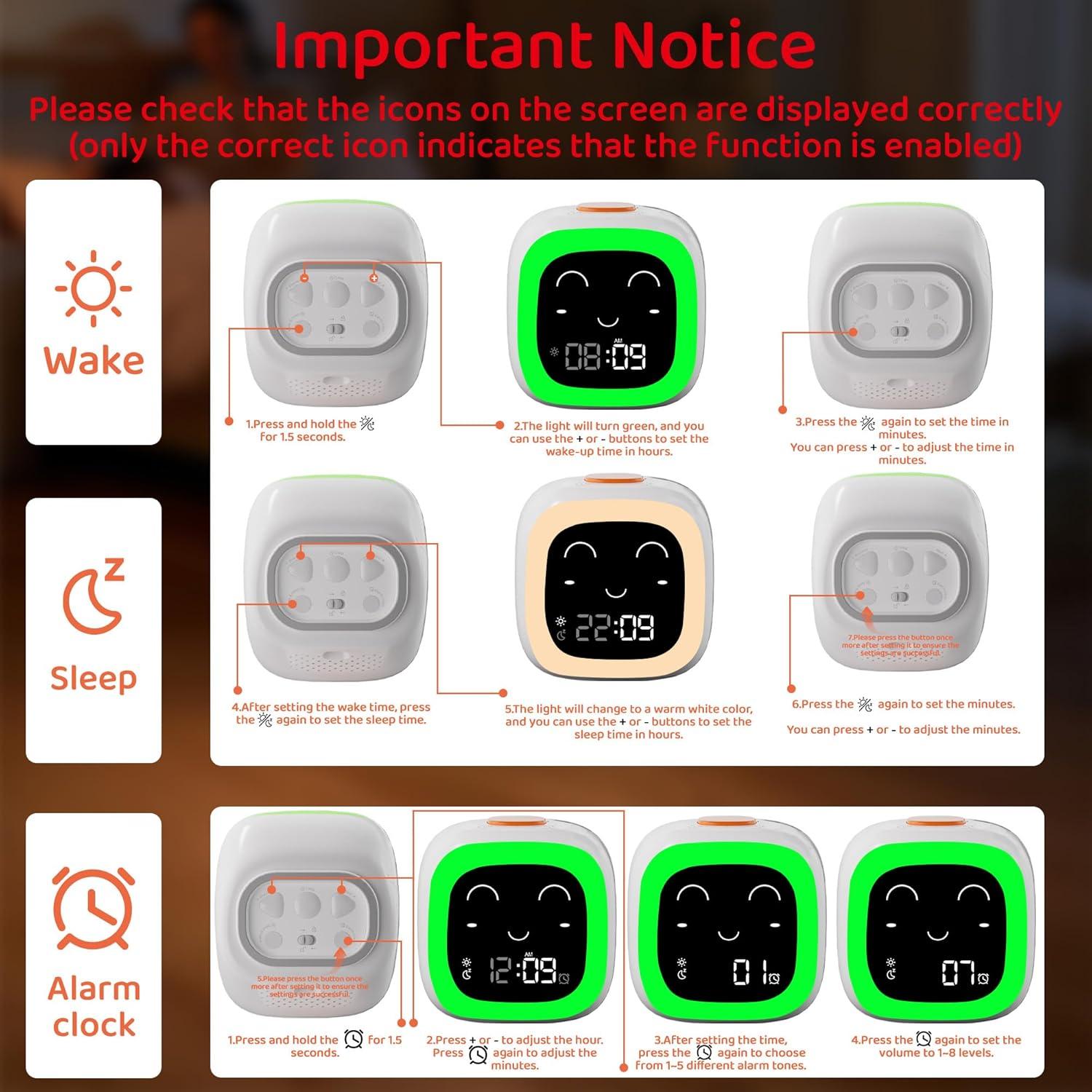 Reloj Despertador Infantil ANTOKING con Luz Nocturna y Sonido