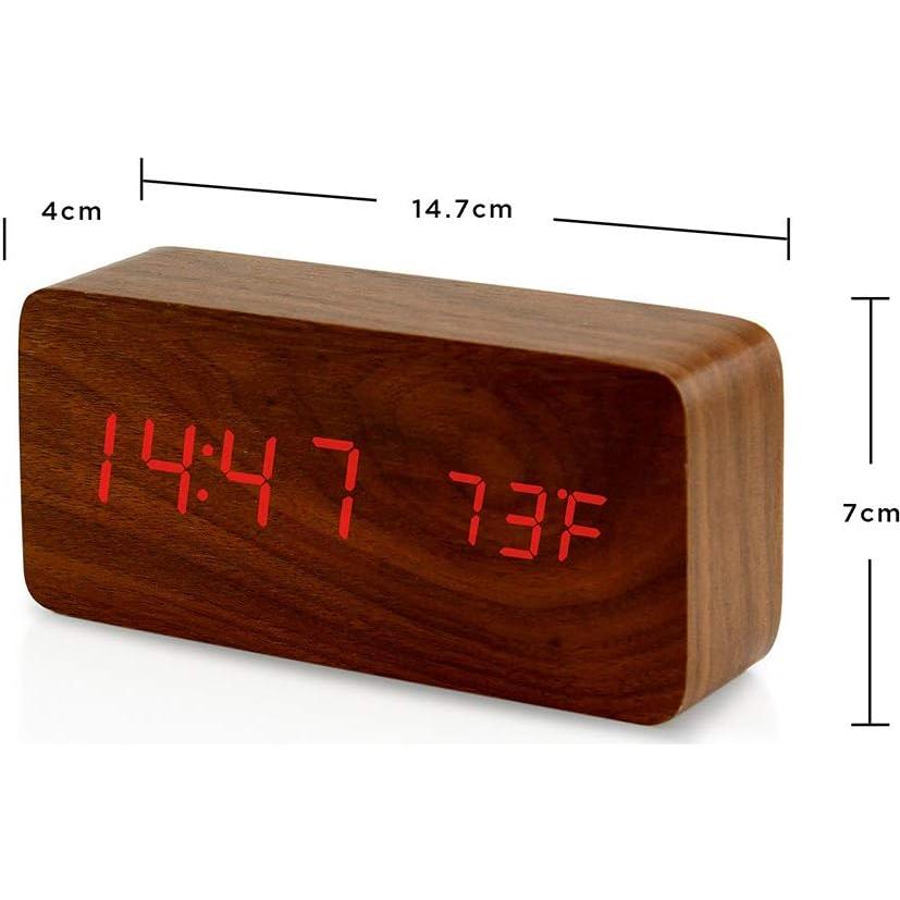 Reloj Despertador Digital OCT17 de Madera con Luz LED