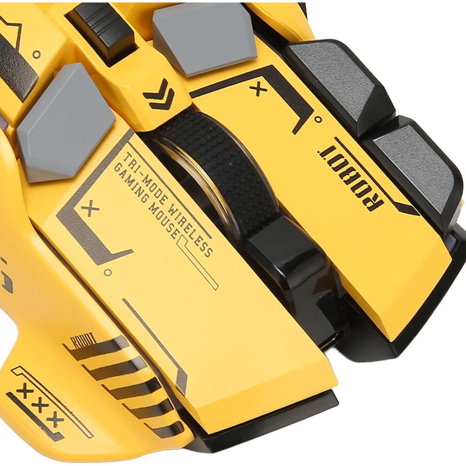 Ratón Gaming Heayzoki Inalámbrico RGB 3 Modos 10 Botones Amarillo