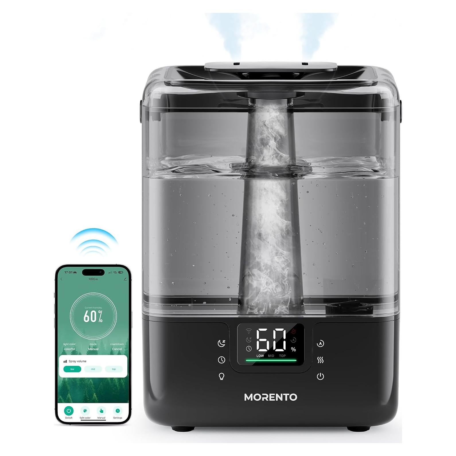 Humidificador Inteligente MORENTO 6L con Control por App y Luz Nocturna