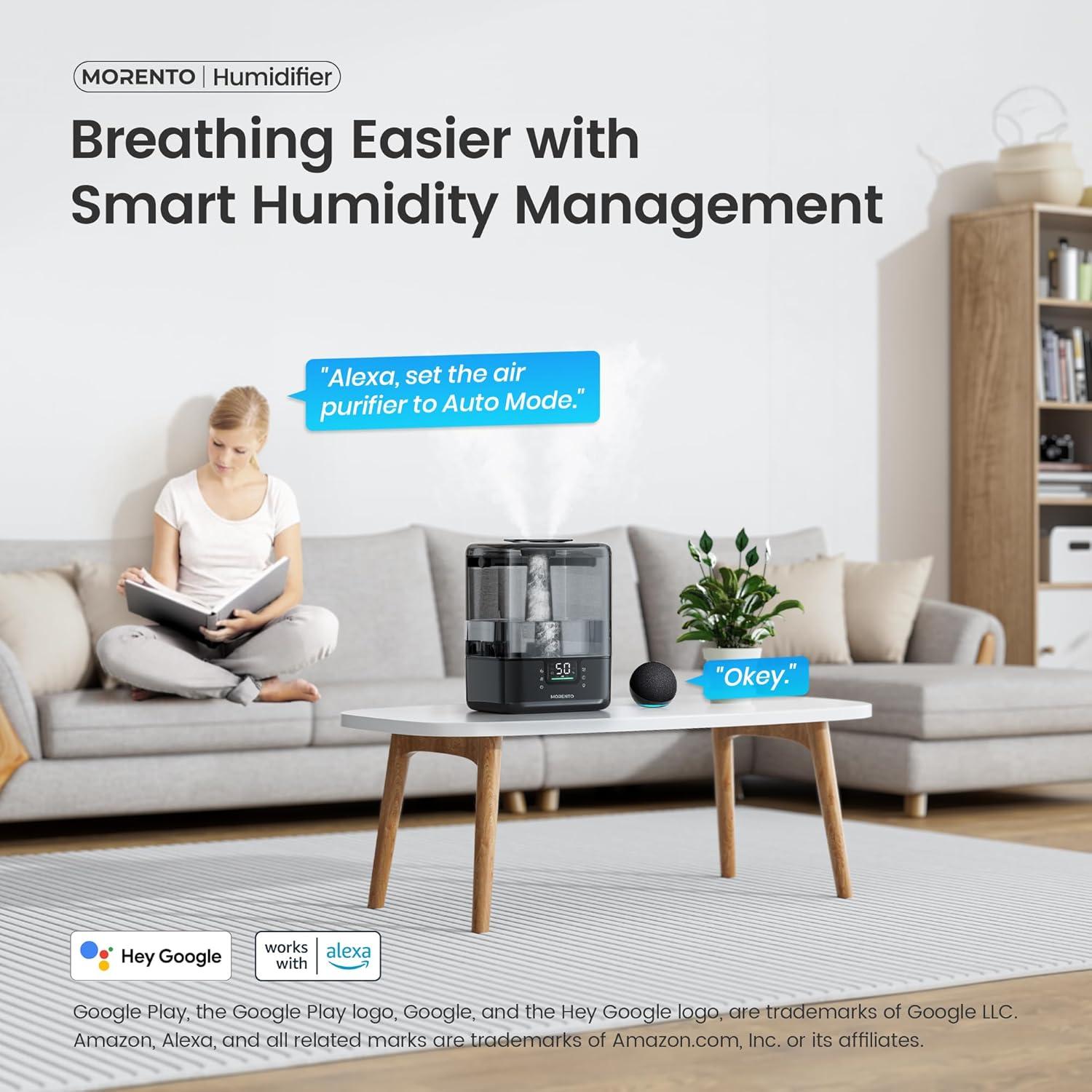 Humidificador Inteligente MORENTO 6L con Control por App y Luz Nocturna
