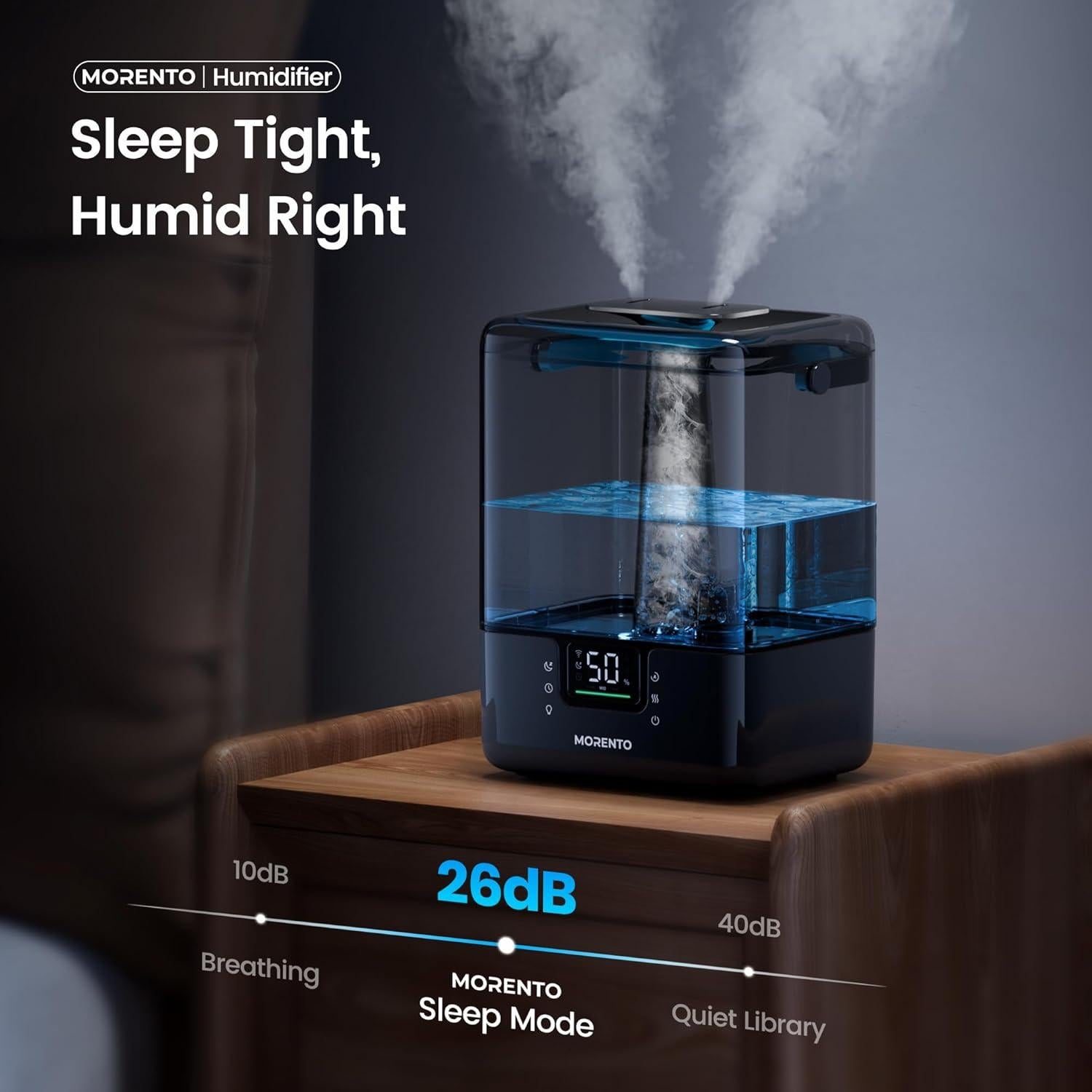 Humidificador Inteligente MORENTO 6L con Control por App y Luz Nocturna
