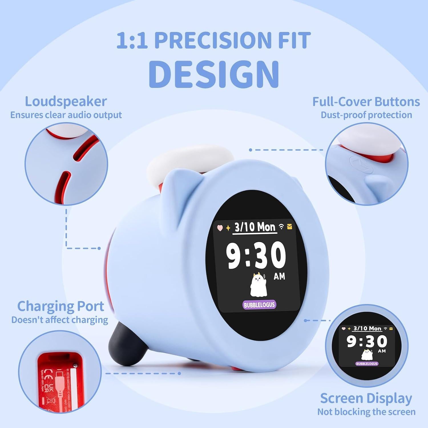 Funda de Silicona BUBBLELOGUS para Reloj Alarmo Azul