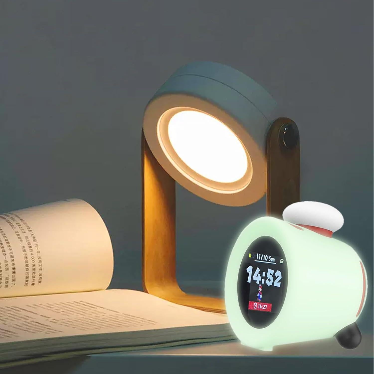 Paquete 3 Accesorios Nintendo Sound Clock Alarmo - Funda Verde Fluorescente y 2 Protectores HD