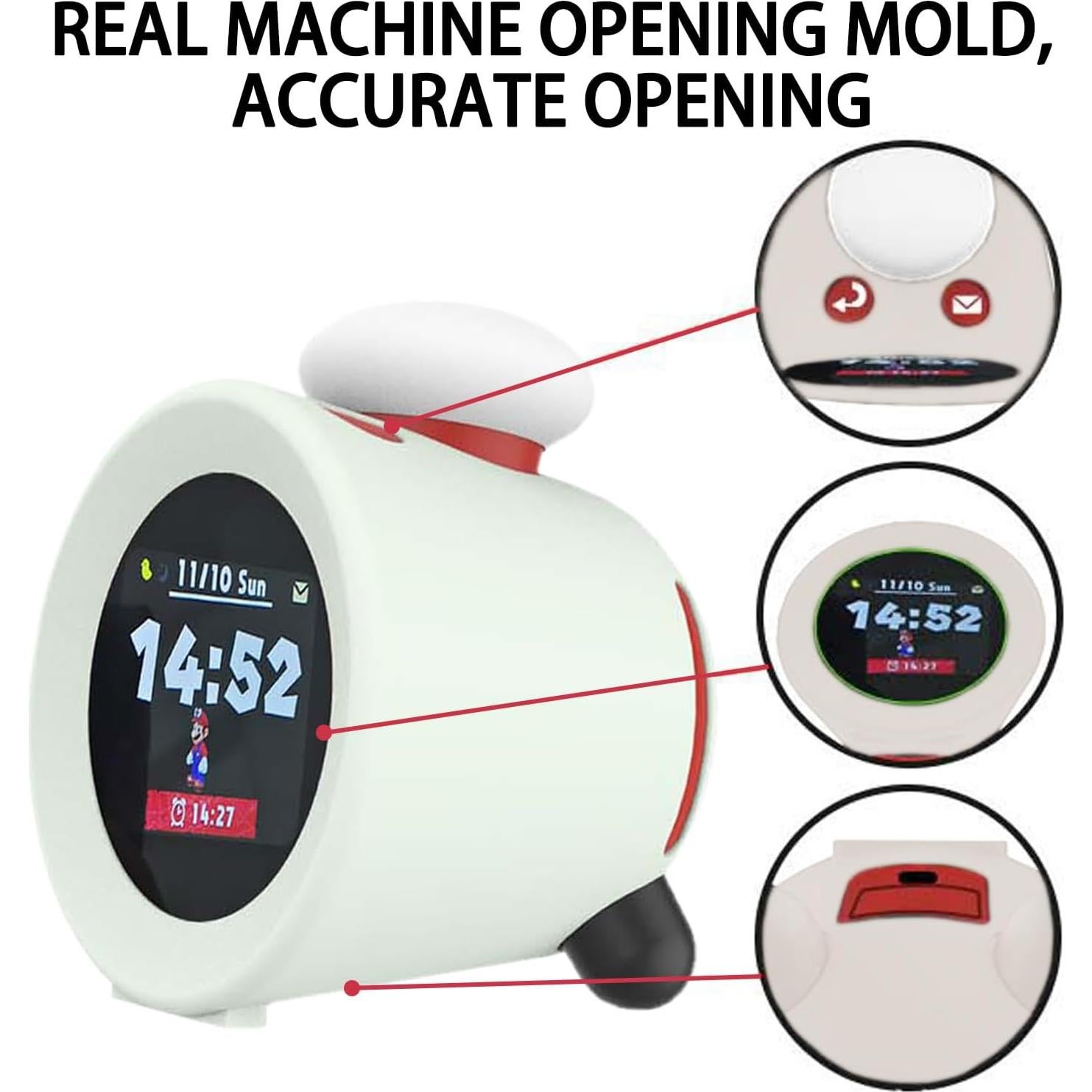 Paquete 3 Accesorios Nintendo Sound Clock Alarmo - Funda Verde Fluorescente y 2 Protectores HD