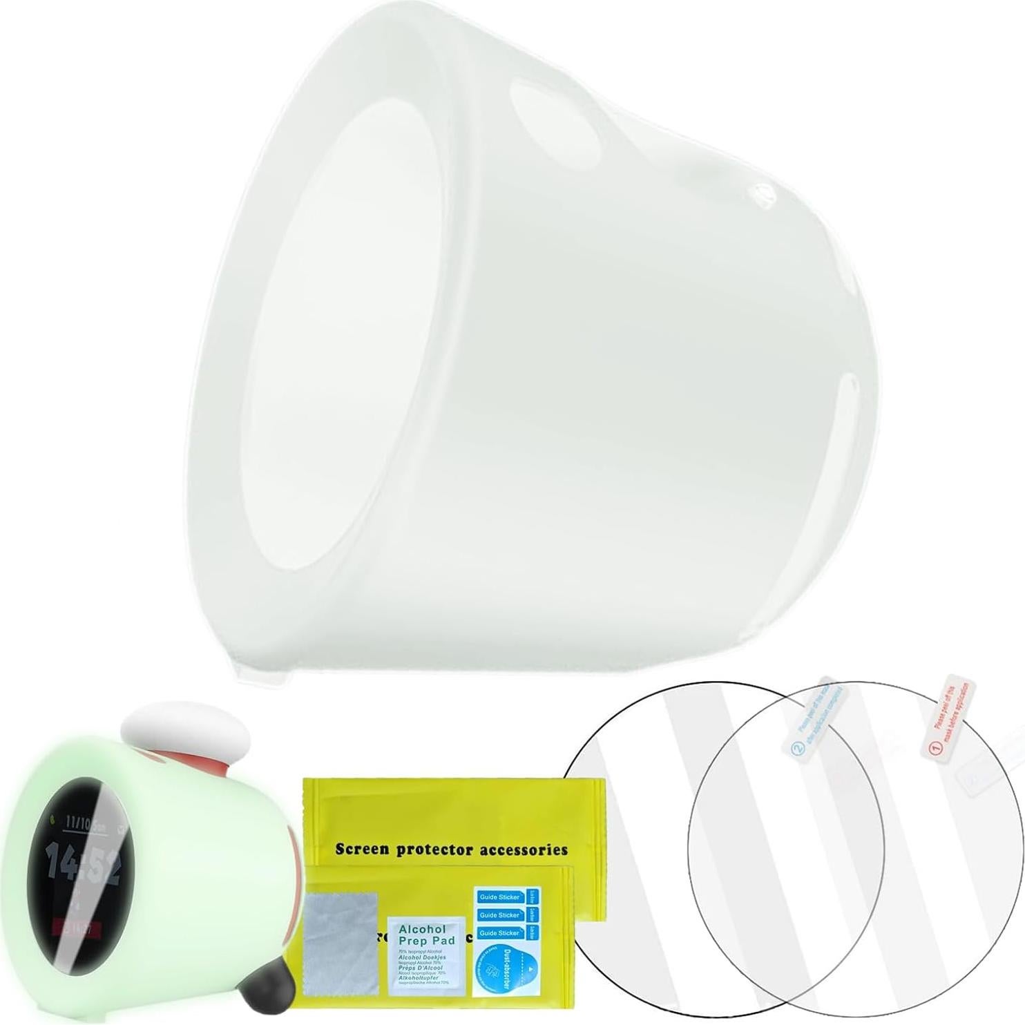 Paquete 3 Accesorios Nintendo Sound Clock Alarmo - Funda Verde Fluorescente y 2 Protectores HD