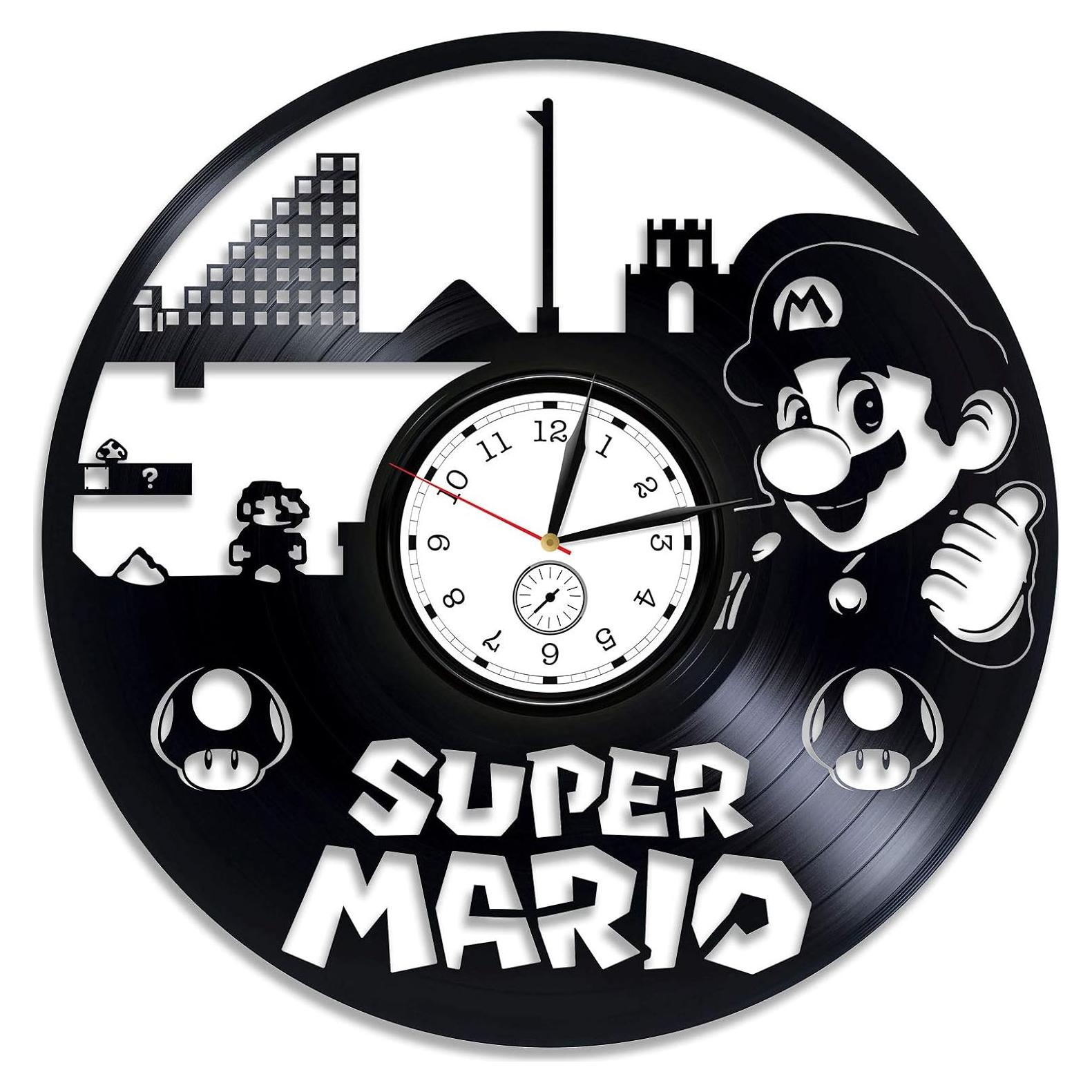 Reloj de Pared de Vinilo Kovides Super Mario 30.48 cm Negro