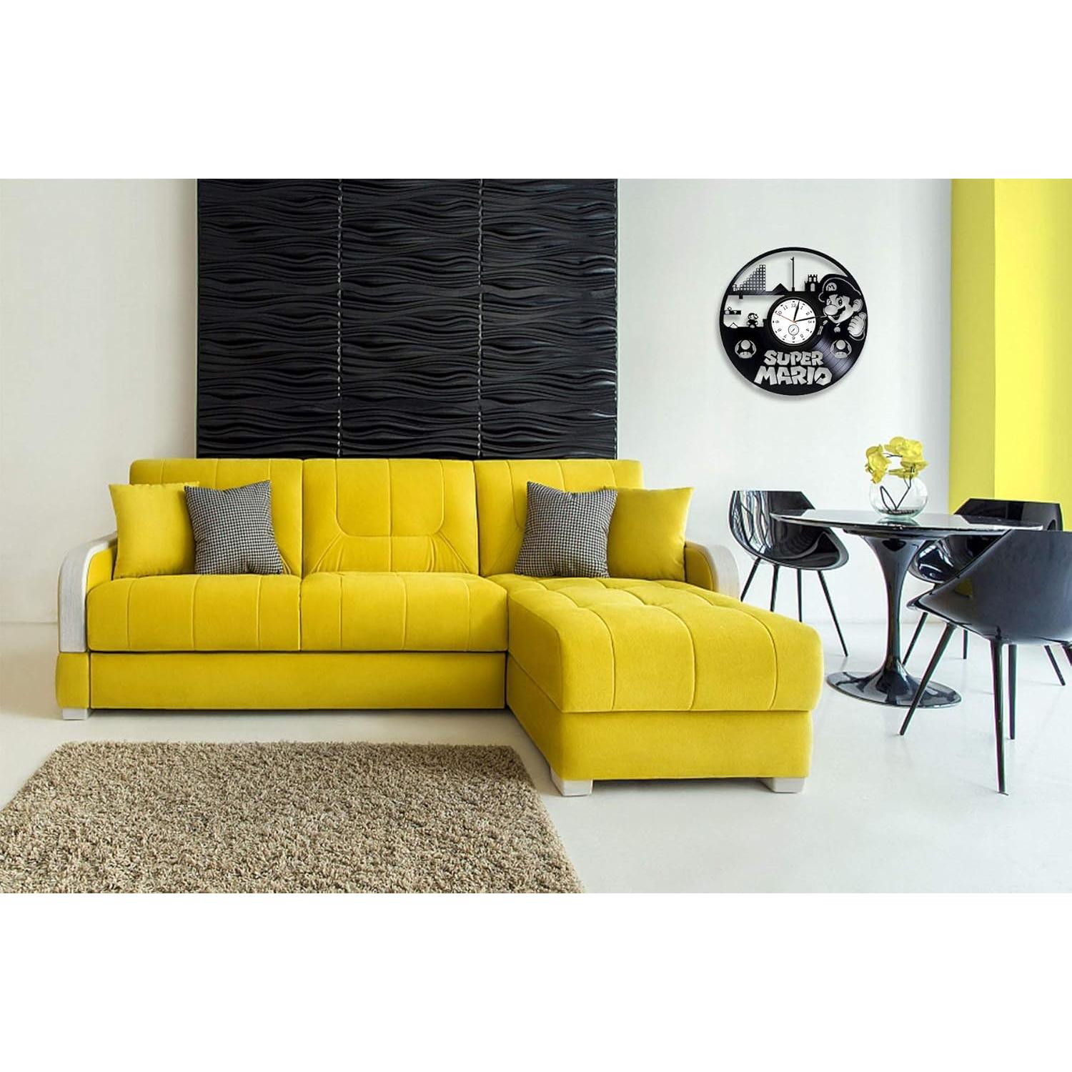 Reloj de Pared de Vinilo Kovides Super Mario 30.48 cm Negro