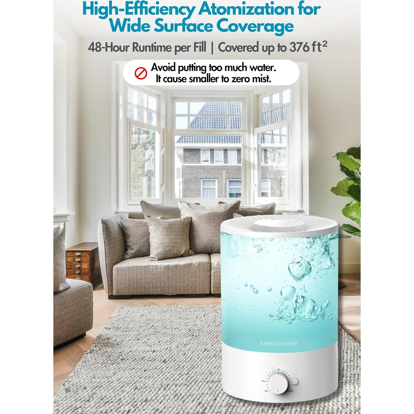 Humidificador Ultrasónico MEGAWISE 3.5L - Niebla Fría y Luz 7 Colores