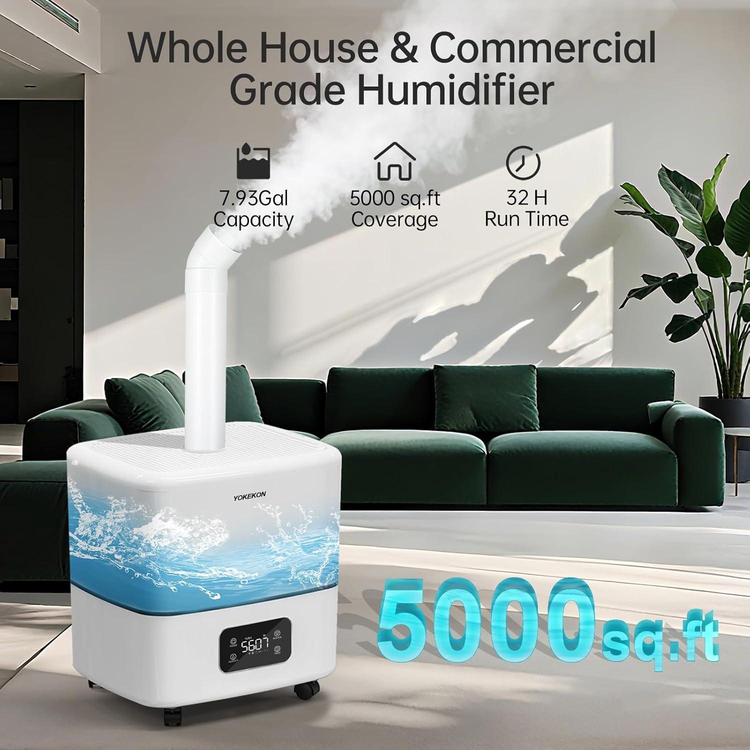 Humidificador YOKEKON 30L para Habitaciones Grandes 5000m²