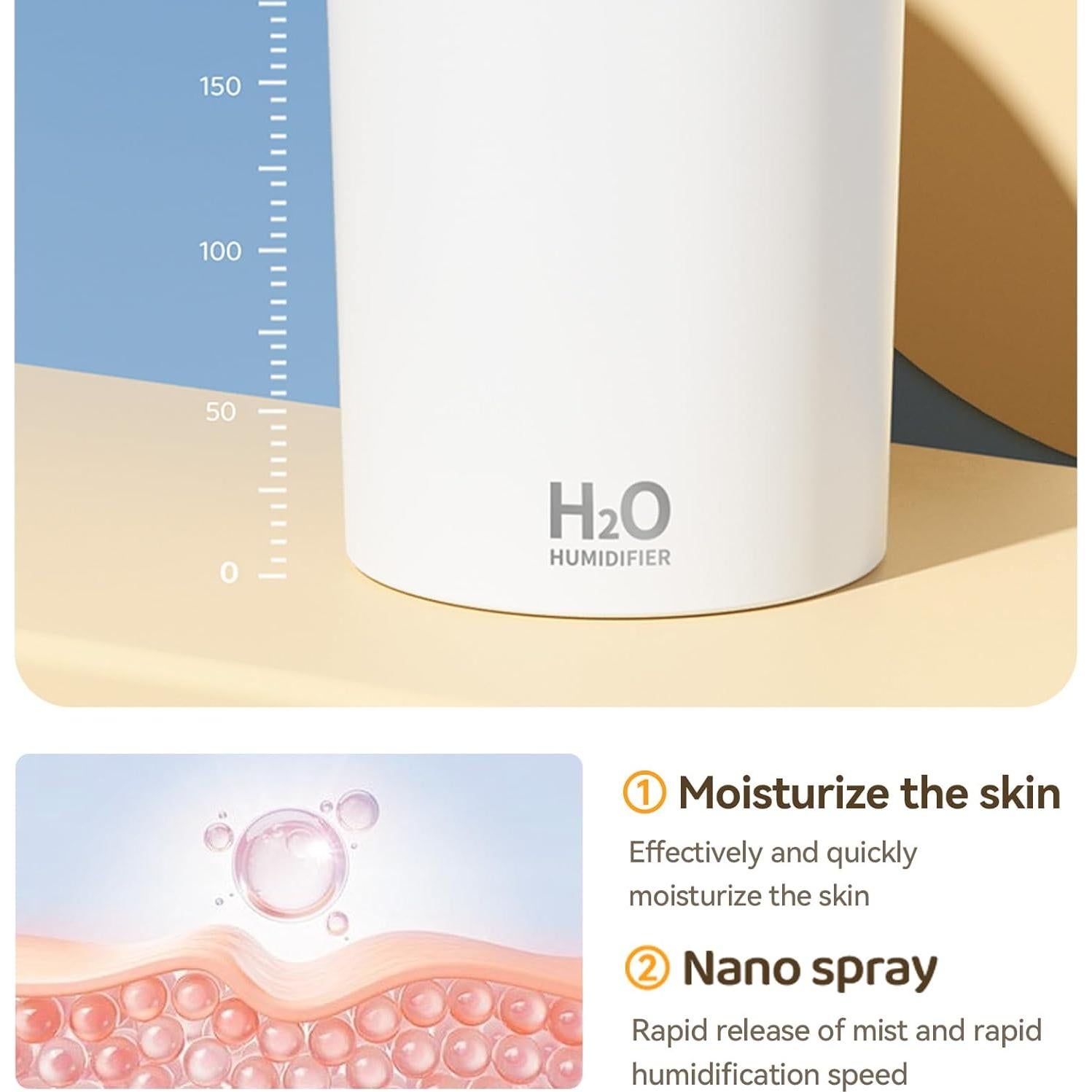 Humidificador Compacto BATULU 220ml con Luz LED 7 Colores