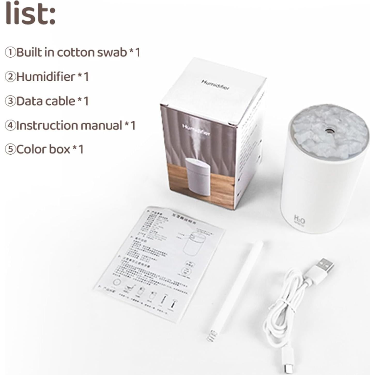 Humidificador Compacto BATULU 220ml con Luz LED 7 Colores