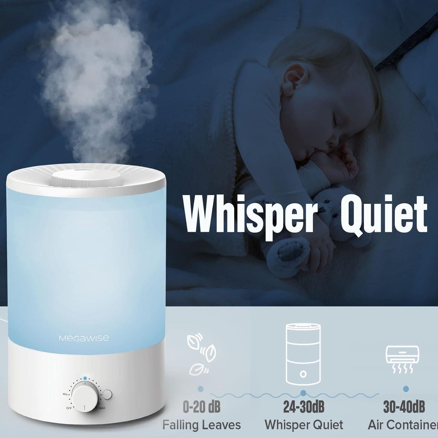 Humidificador ultrasónico MegaWise 3.5L con luz nocturna
