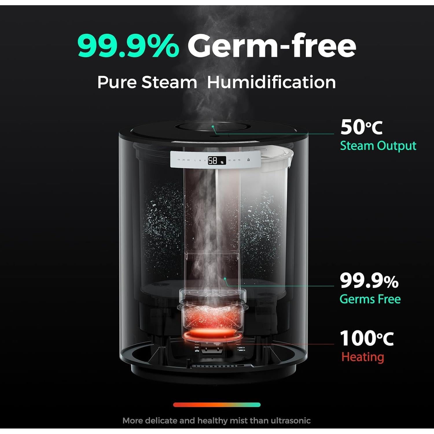 Humidificador de Vapor Y&O 10L Sin Filtro para Habitaciones Grandes