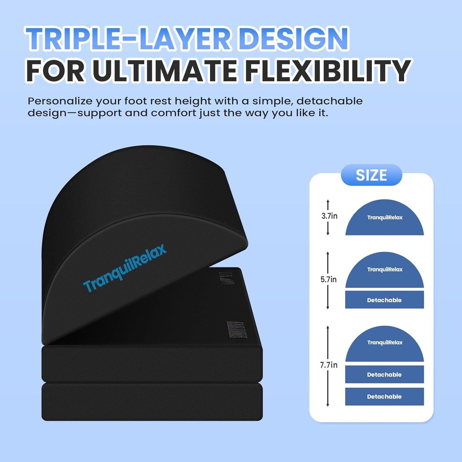 Reposapiés ajustable TranquilRelax negro 3 alturas ergonómico