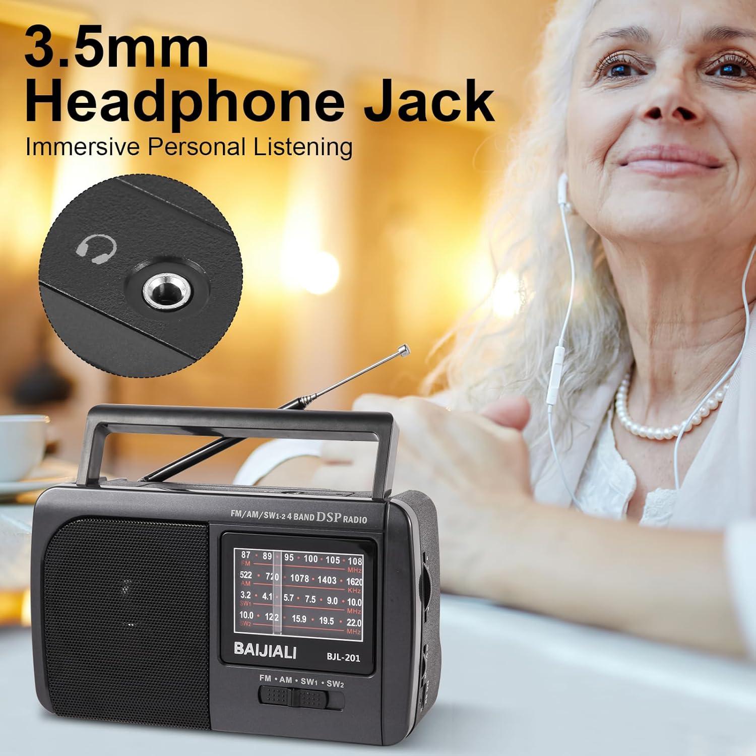 Radio Portátil Multibanda BAIJIALI Retro 3W AM/FM/SW