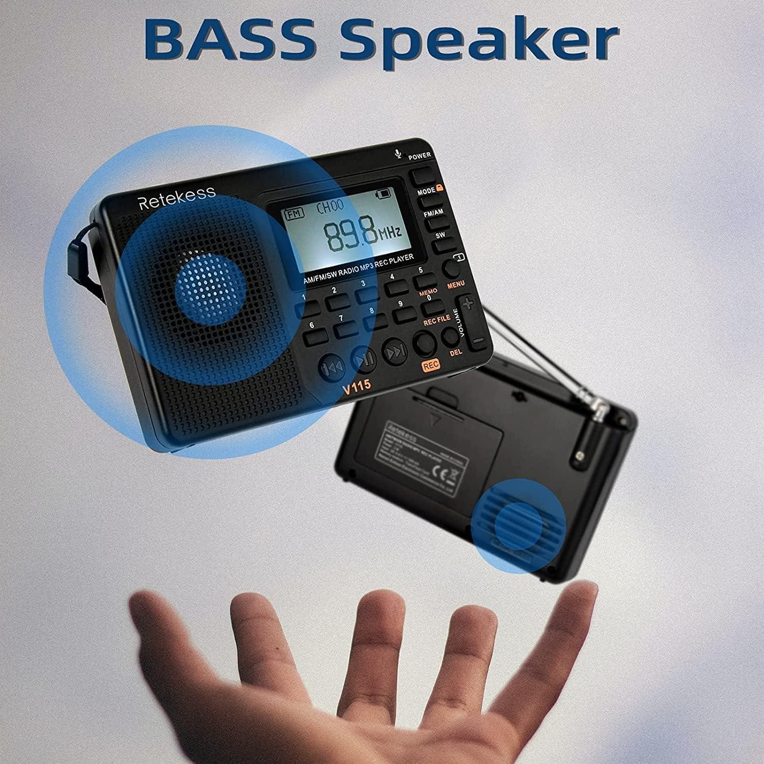 Radio Digital Portátil Retekess V115 y TR629 AM/FM Onda Corta