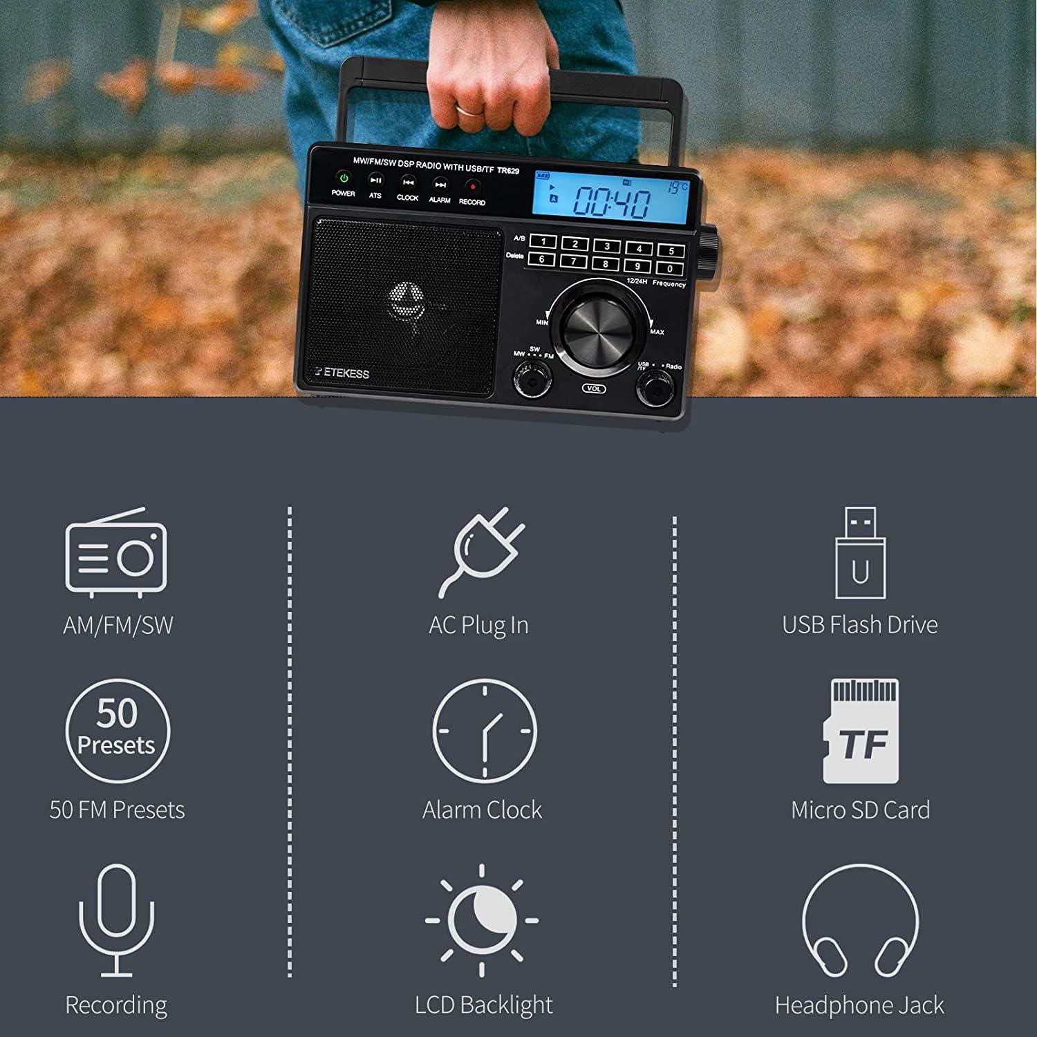 Radio Digital Portátil Retekess V115 y TR629 AM/FM Onda Corta