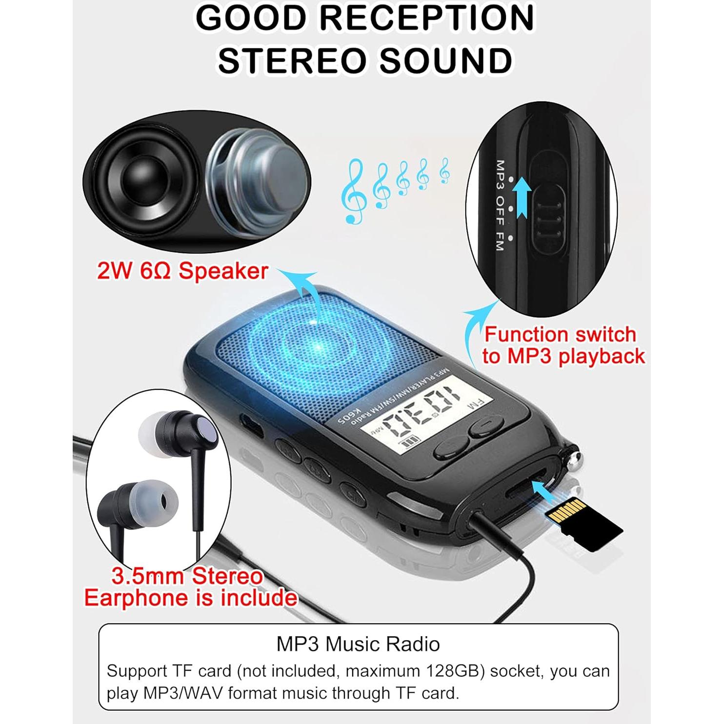 Radio Portátil FM AM Onda Corta HanRongDa HRD-605 Estéreo