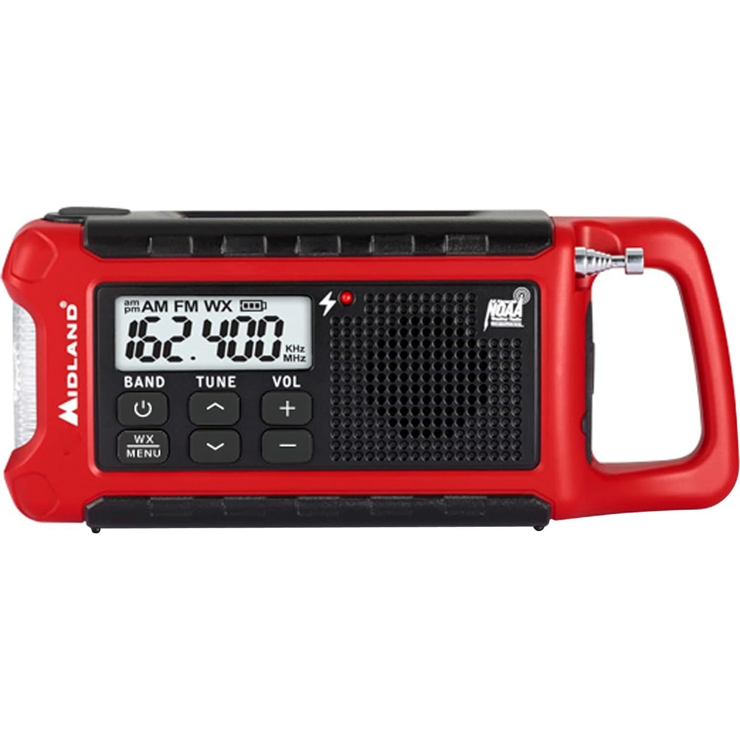 Radio Meteorológica de Emergencia Midland ER210 - Compacta, Manivela, Alertas NOAA, Linterna SOS